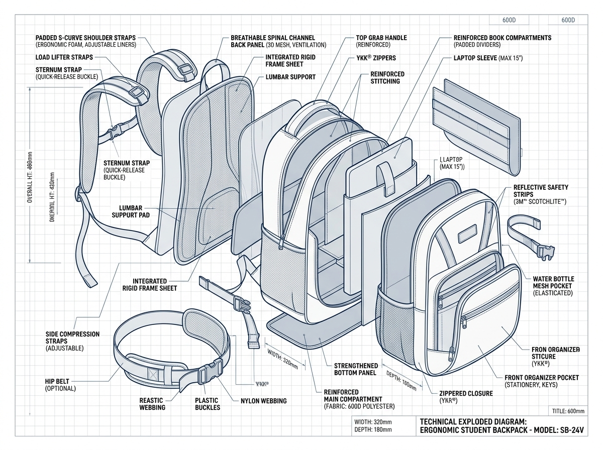 WIDEWAY Back to School Collection 3D Technical Exploded Anatomy Diagram